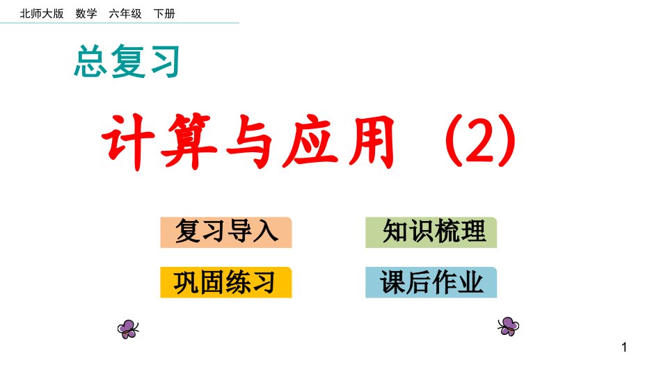 新北师大版小学六年级数学下册总复习计算与应用(2)ppt课件