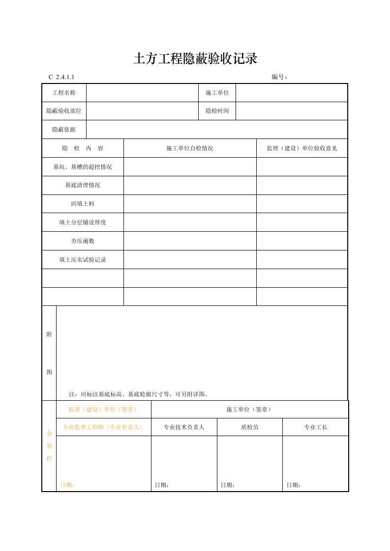 建筑工程-土方工程隐蔽验收记录