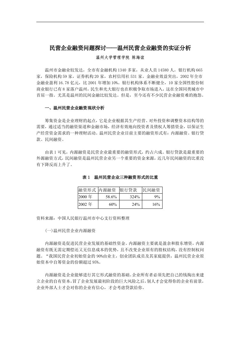 【管理精品】民营企业融资问题探讨