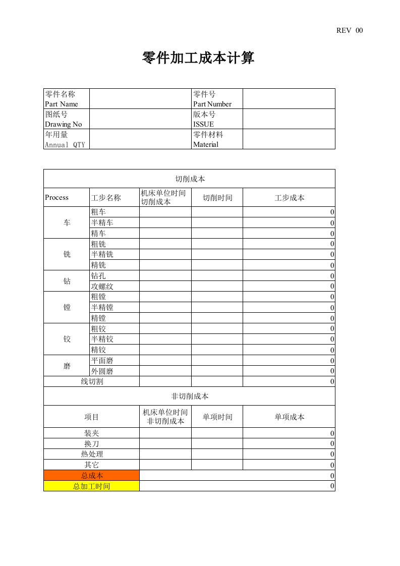 各种机械加工工时计算软件