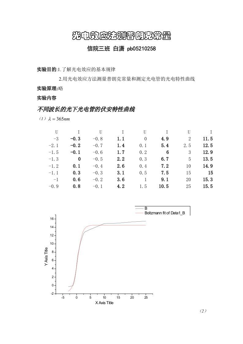 光电效应法测普朗克常量