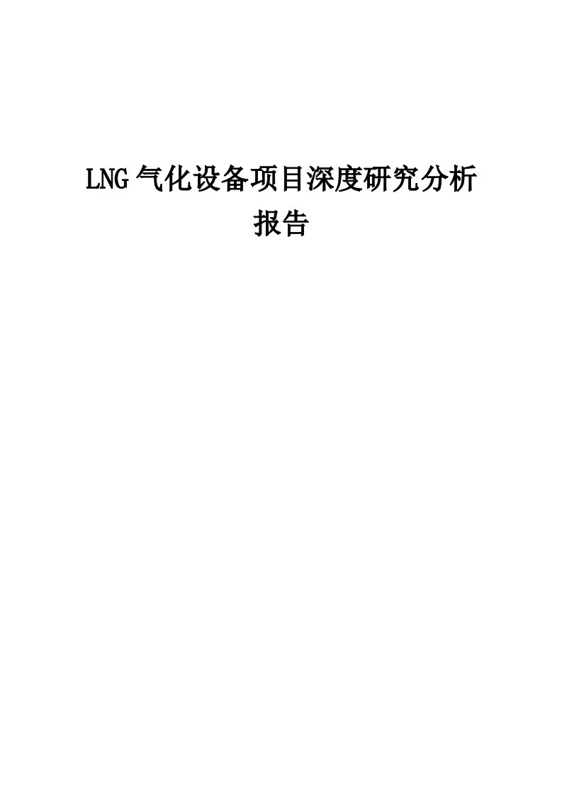 2024年LNG气化设备项目深度研究分析报告