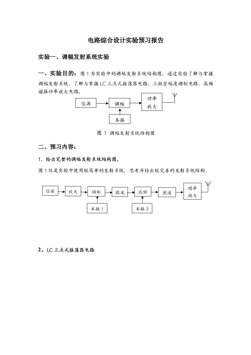 电路综合设计实验预习2016介绍