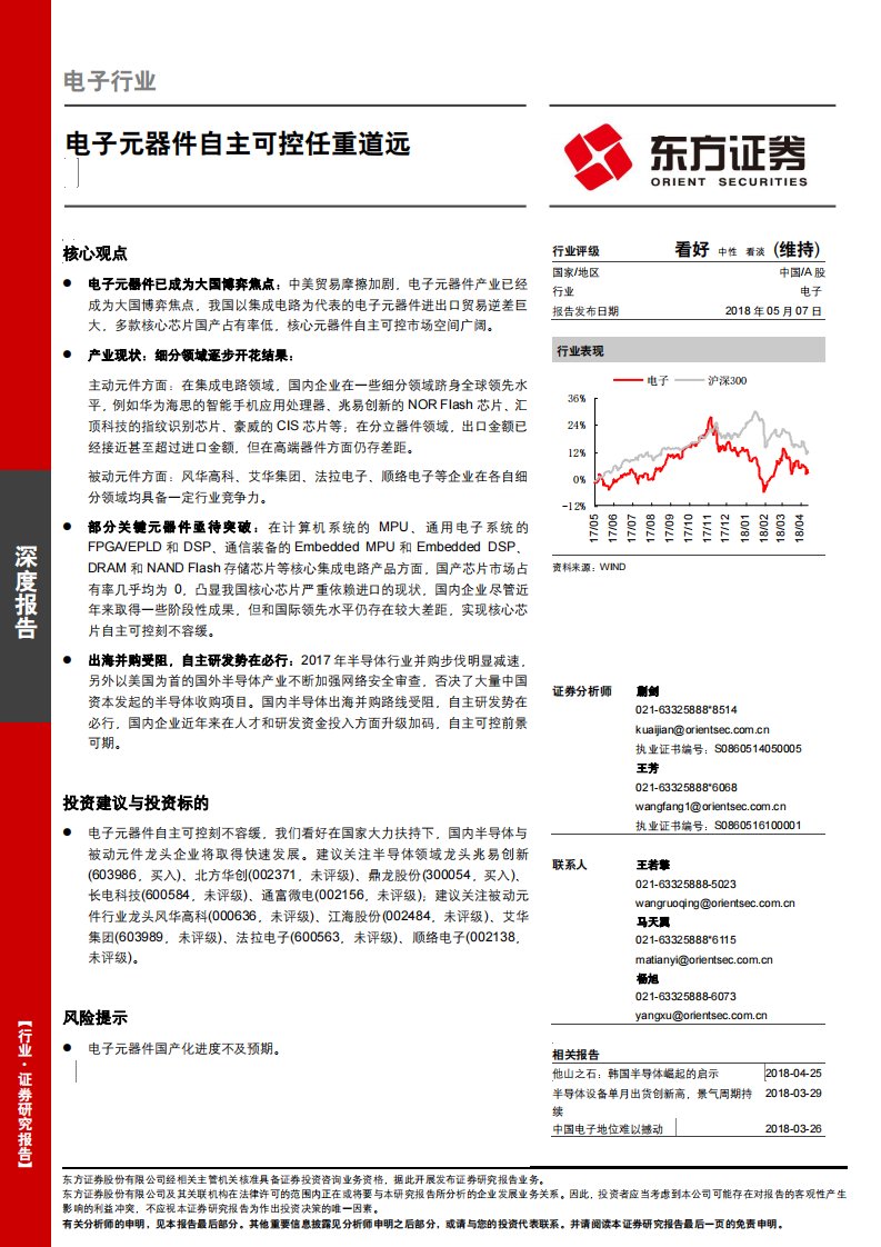 电子行业深度报告：电子元器件自主可控任重道远