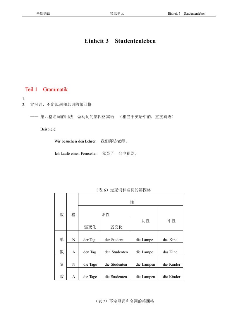 德语007讲义：第三单元