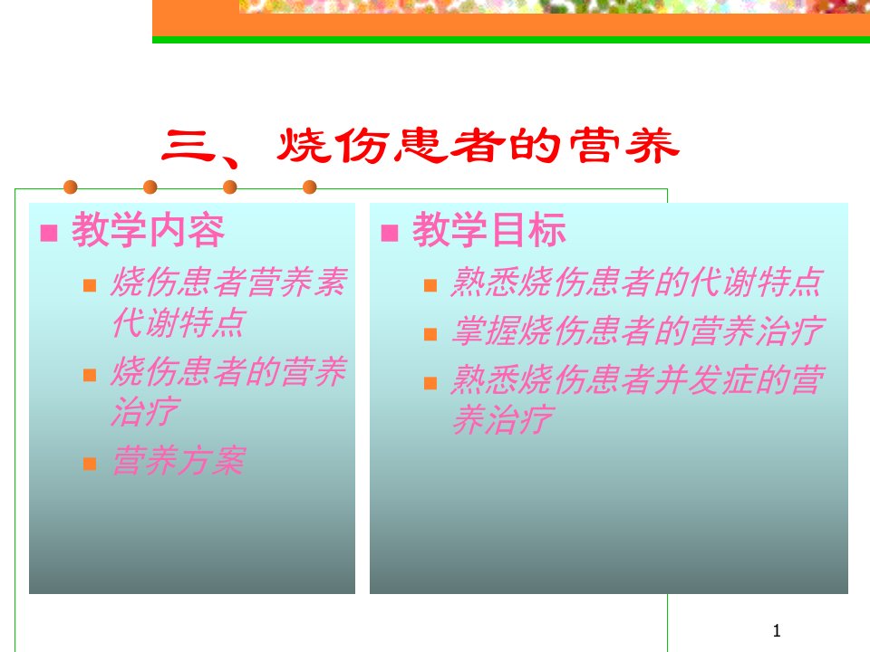 医学营养学课件第八节三烧伤患者的营养