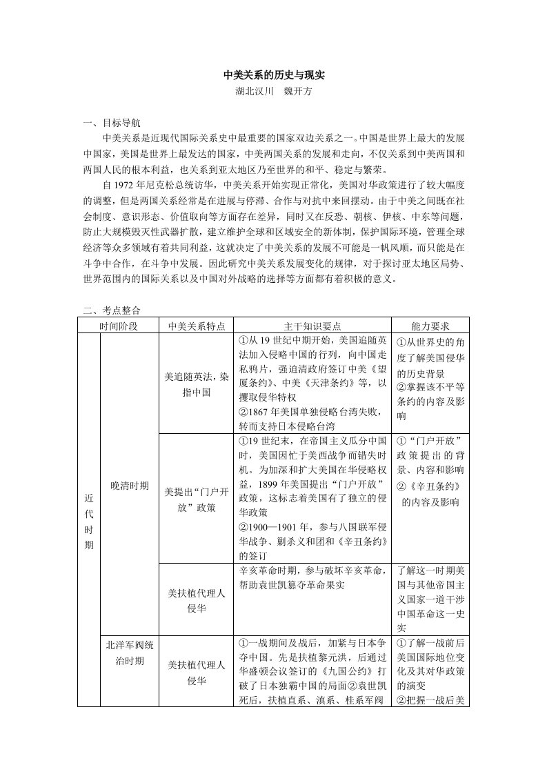 中美关系的历史与现实