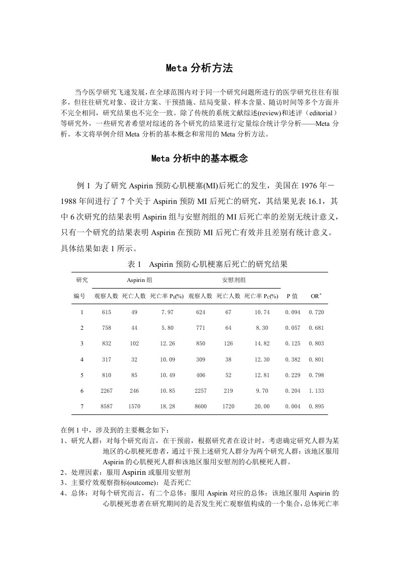 Meta分析方法