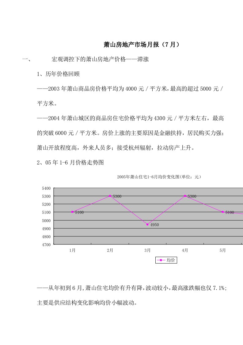 萧山房地产市场月报7月(1)