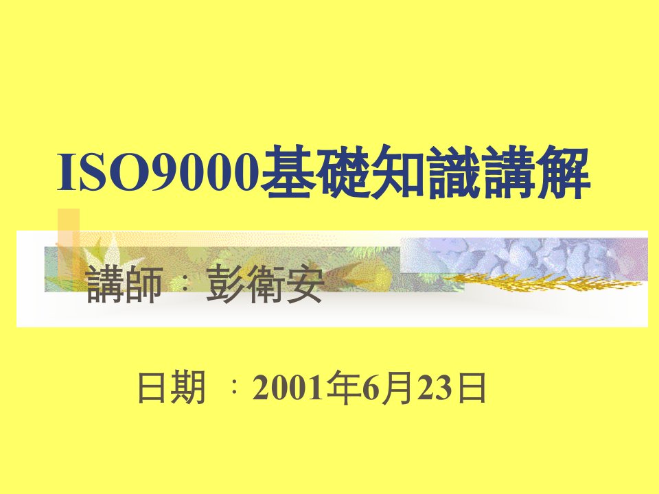 ISO9000基础知识讲解(彭卫安)