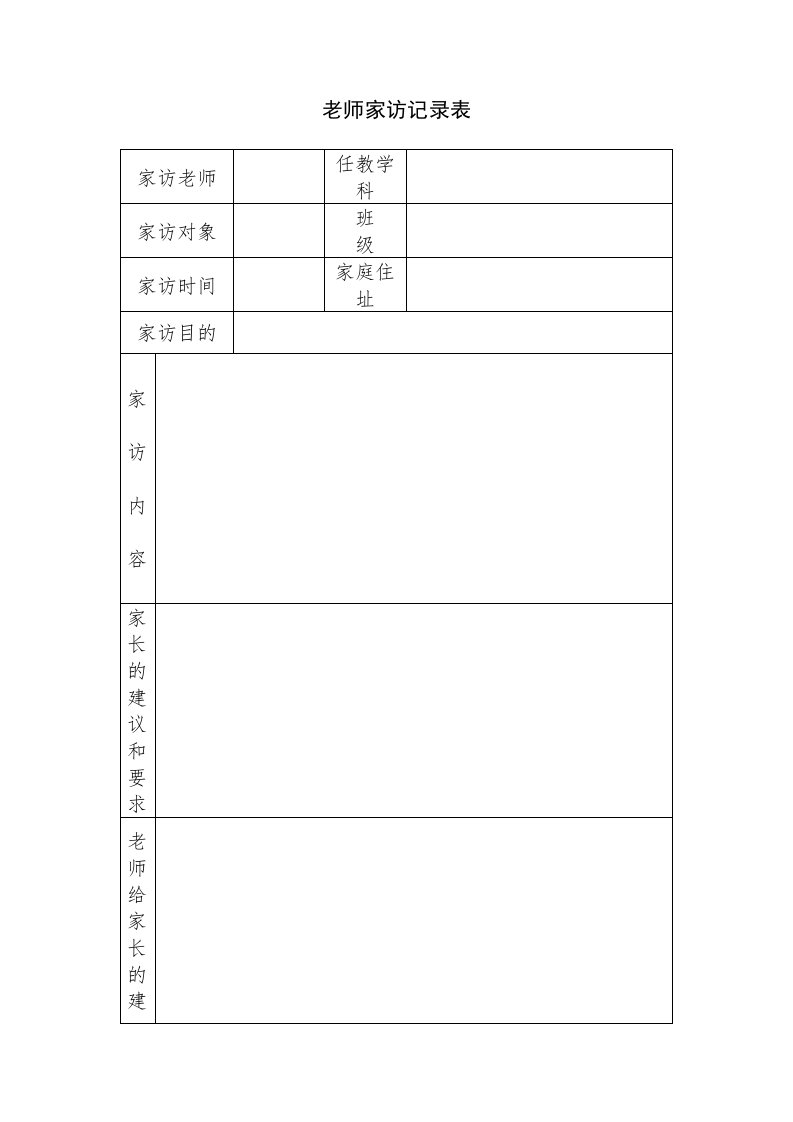 家访表及家访记录内容整理