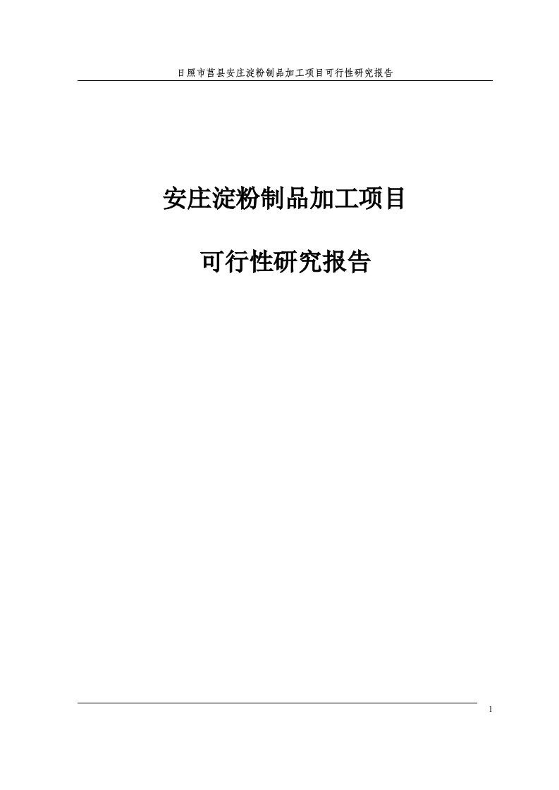 安庄淀粉制品加工项目可行性研究报告