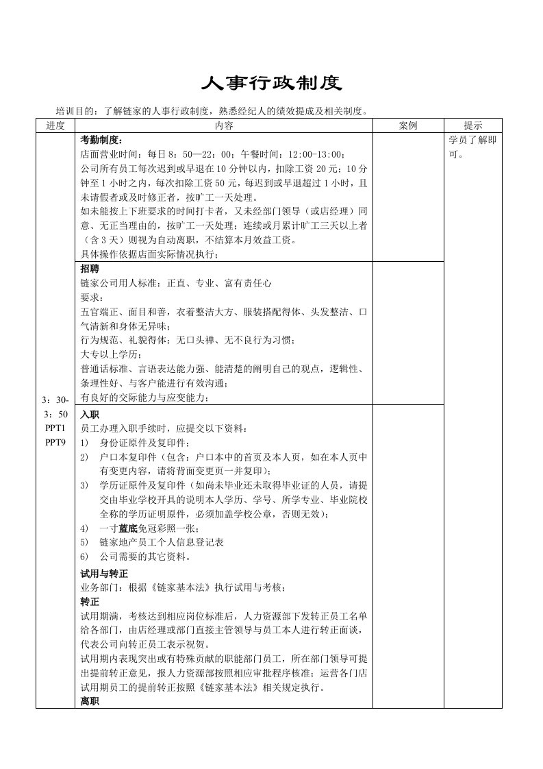 公司人事行政制度