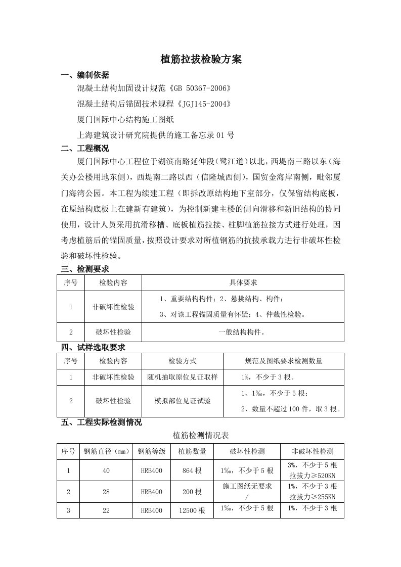 植筋拉拔检测方案