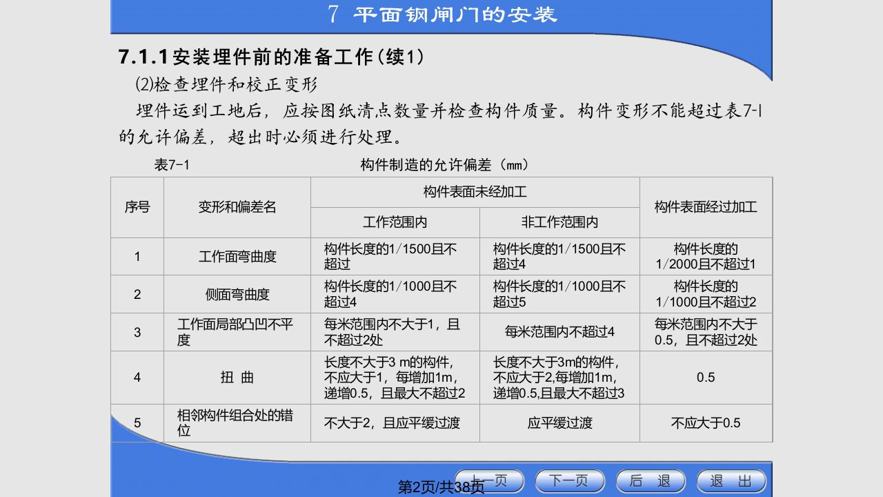 金属结构制造与安装平板钢闸门的安装