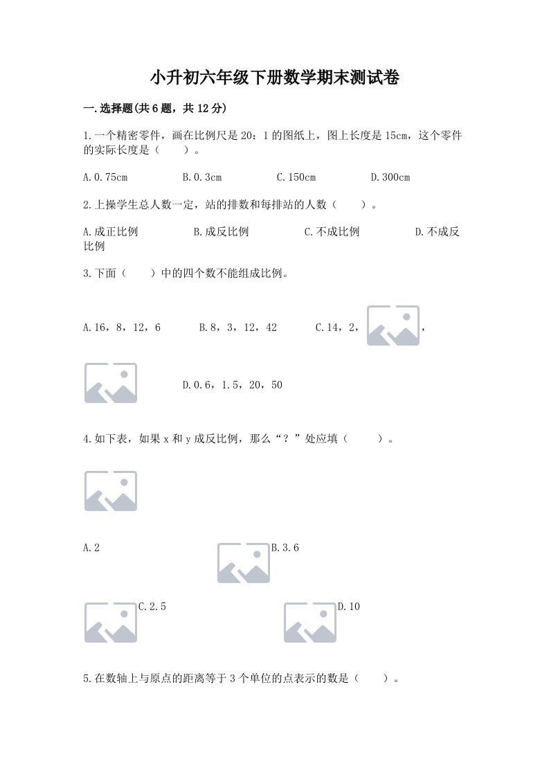 小升初六年级下册数学期末测试卷（真题汇编）