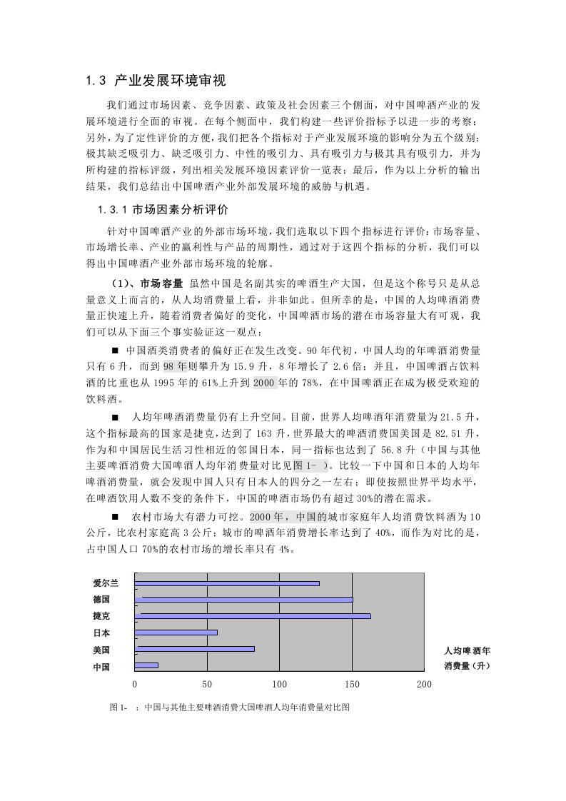 精选我国啤酒行业环境因素分析与评价