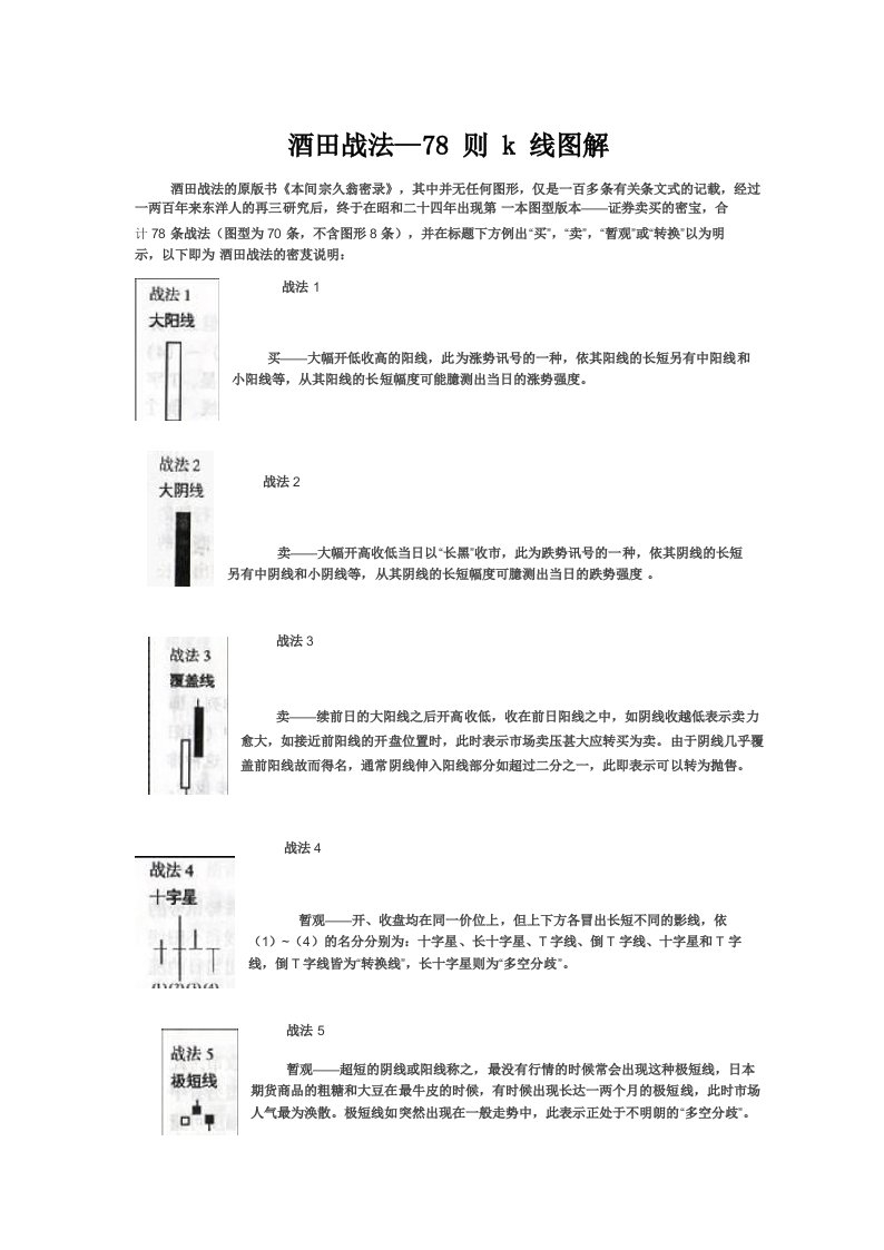 酒田战法---78则K线图解