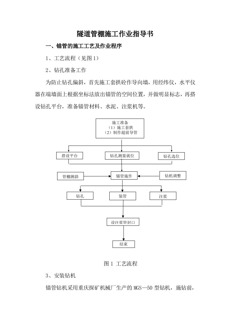 洞内管棚施工作业指导书