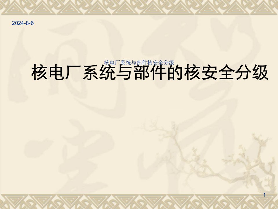 核电厂系统与部件核安全分级