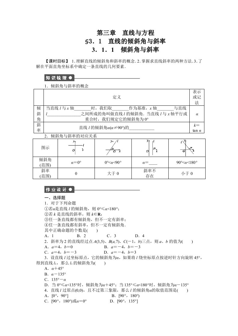 高中数学直线与方程