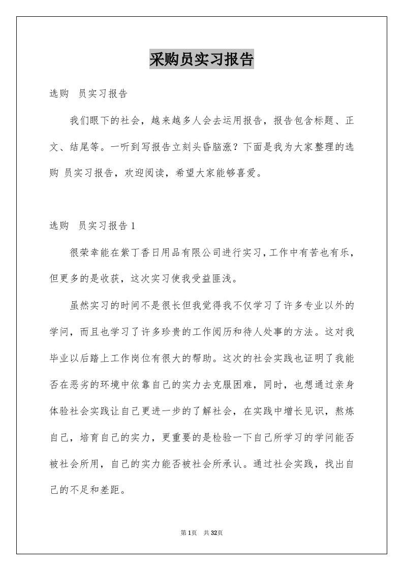 采购员实习报告例文