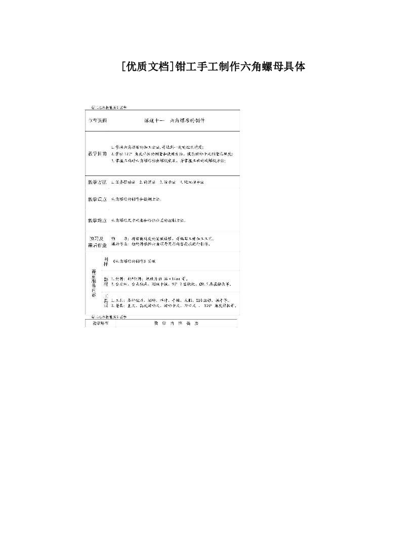 [优质文档]钳工手工制作六角螺母具体