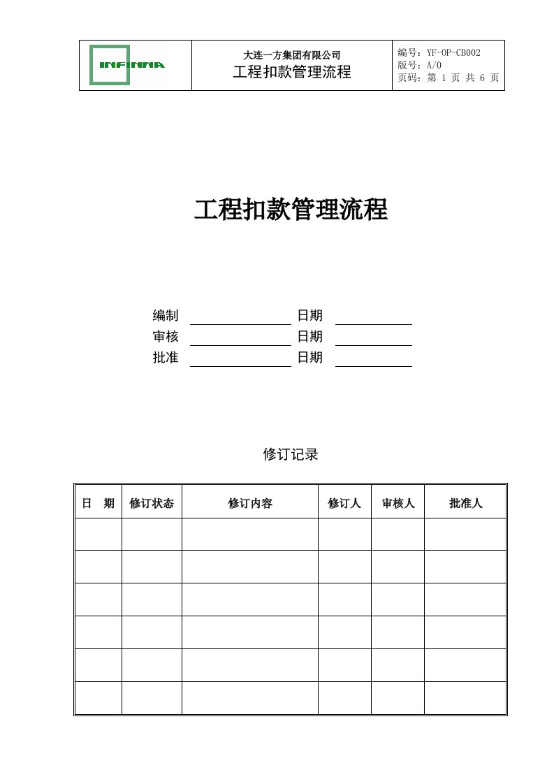 YF-OP-CB002A工程扣款管理流程