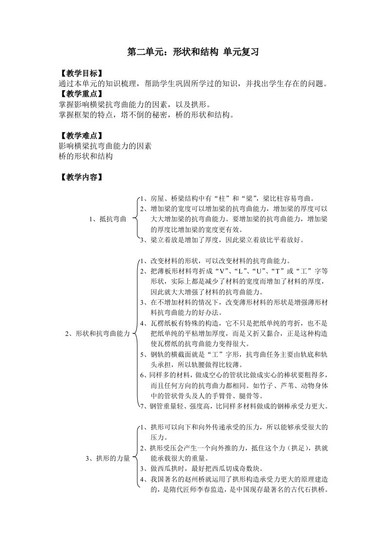 科学六年级上第二单元复习教案