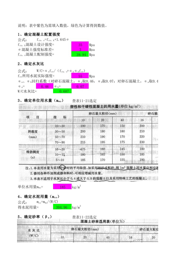 混凝土配合比计算工具