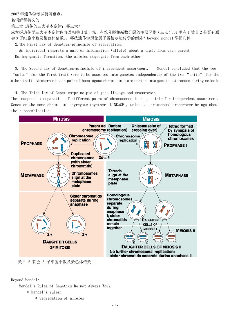 遗传学考试复习重点+答案