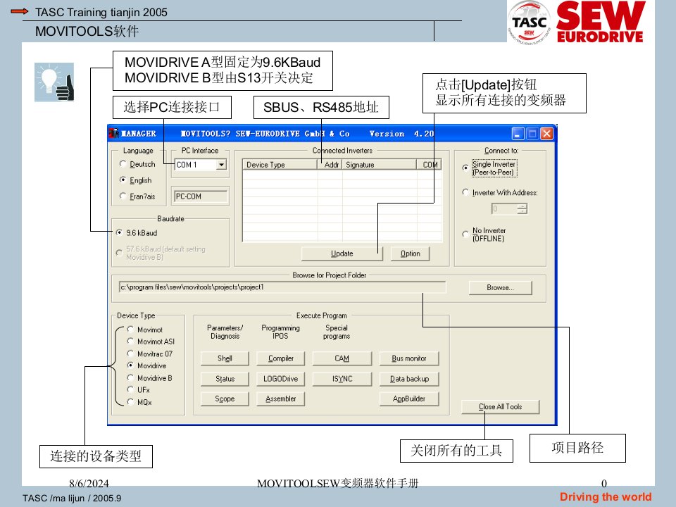 2021年度MOVITOOLSEW变频器软件手册讲义