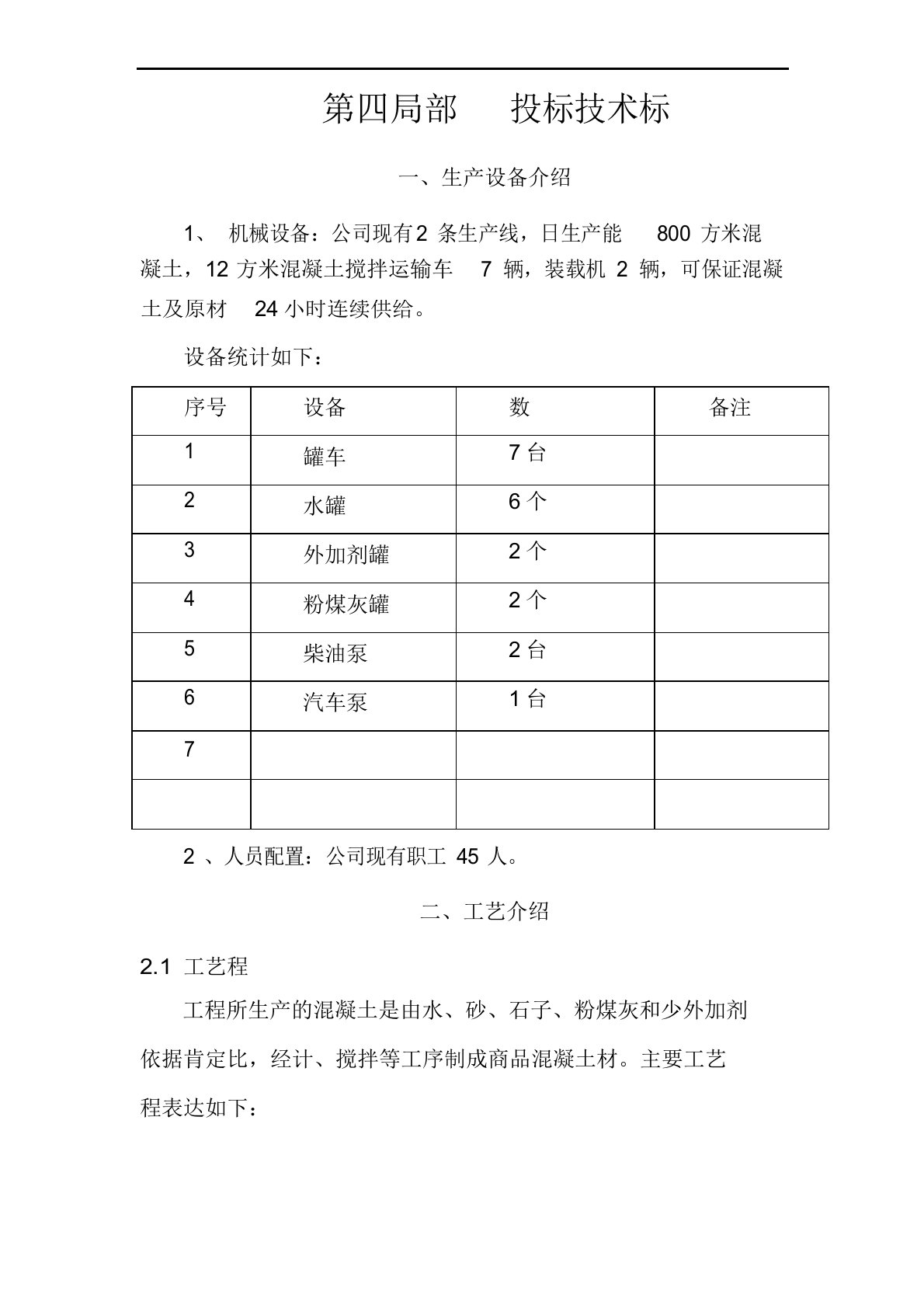 商品混凝土技术标书模板