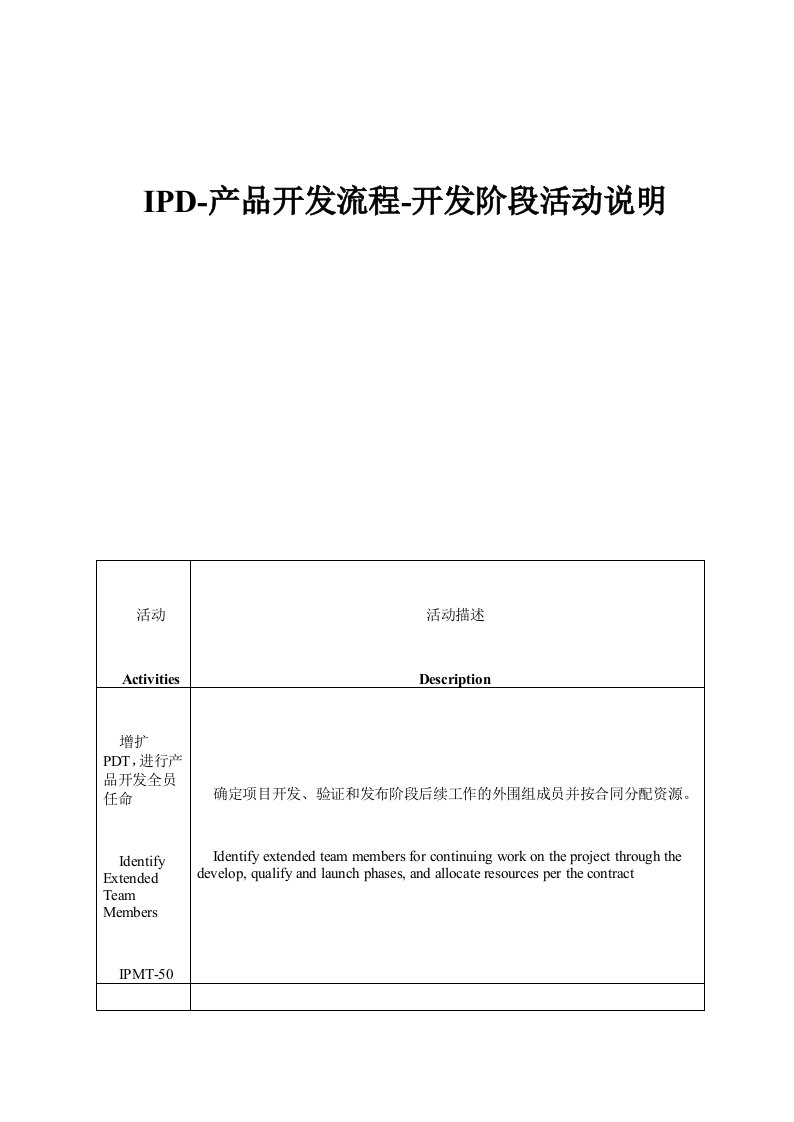 IPD-产品开发流程-开发阶段活动说明