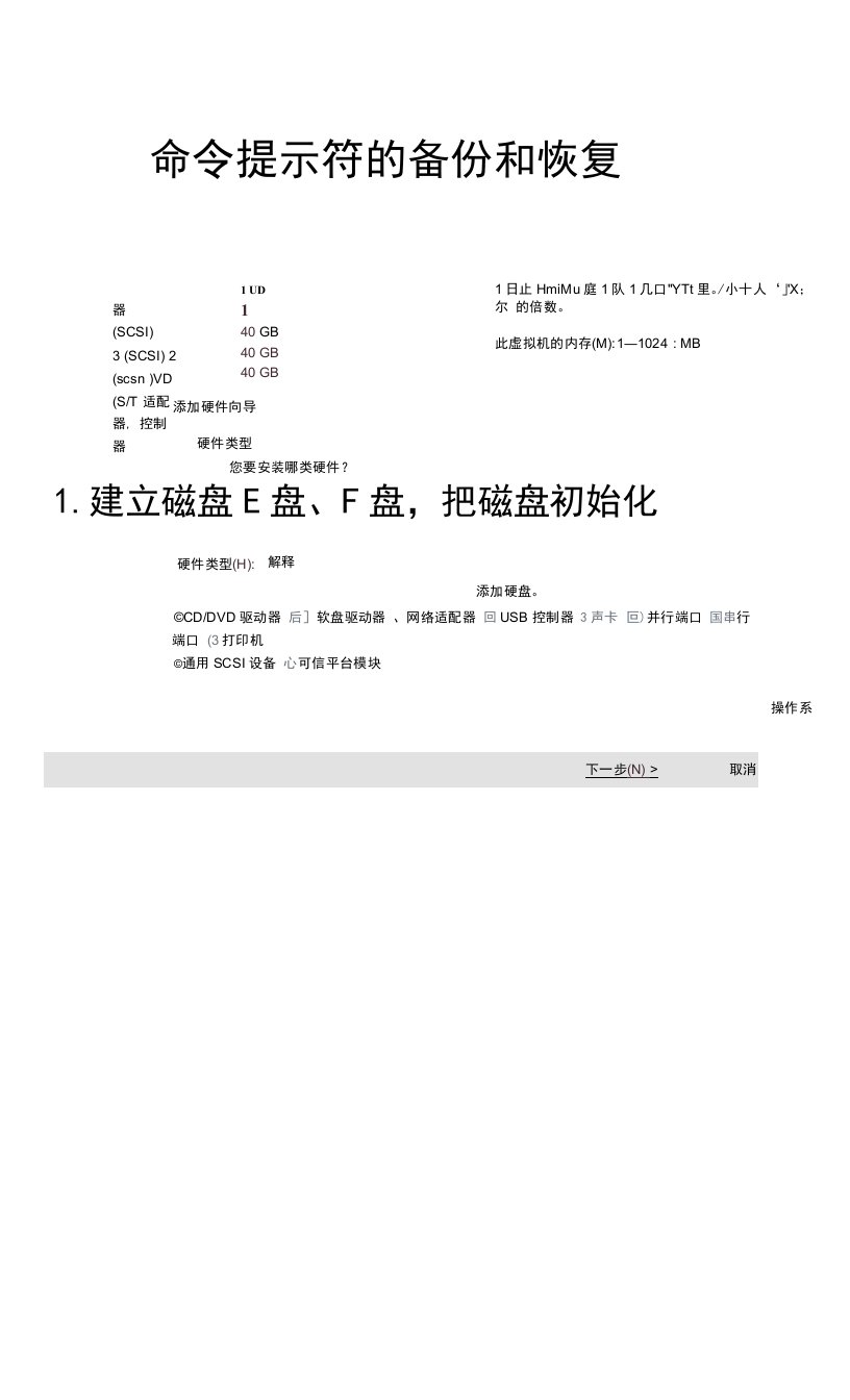 用命令提示符进行备份和恢复