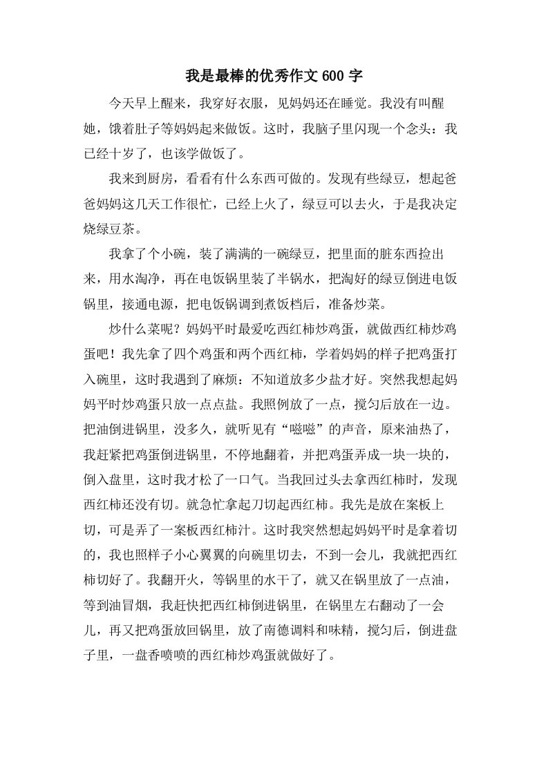 我是最棒的作文600字