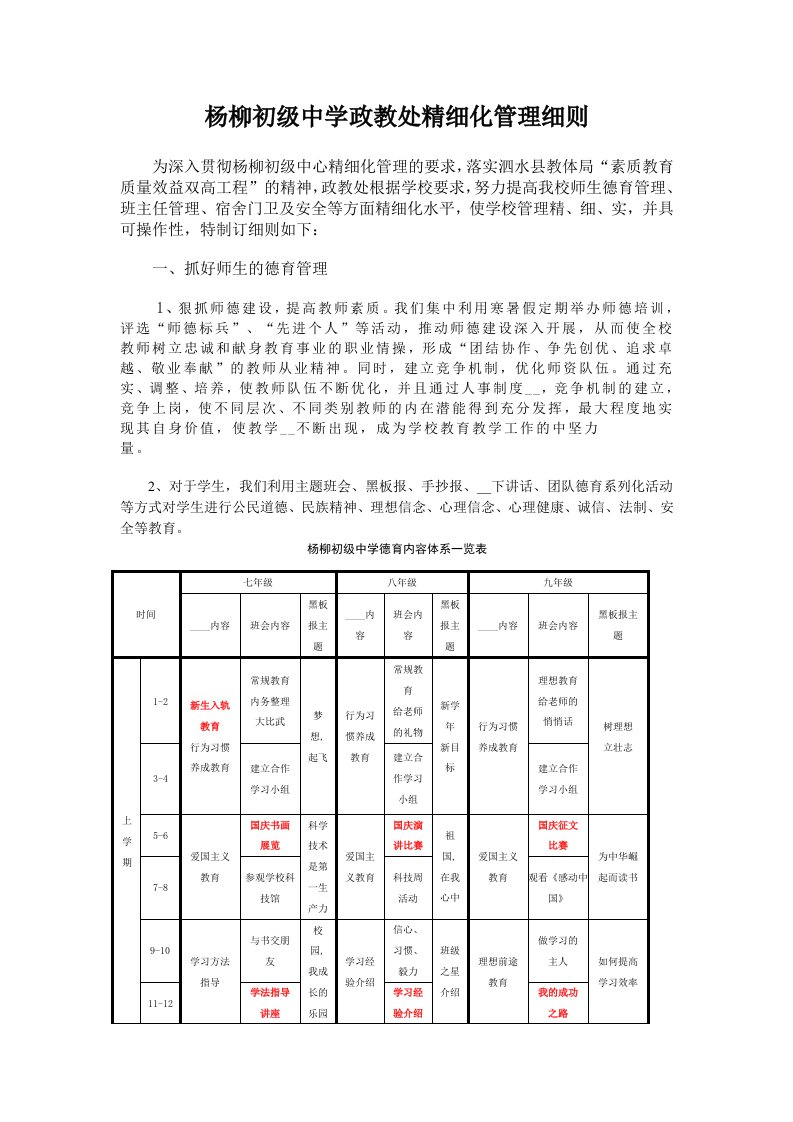 政教处精细化管理细则