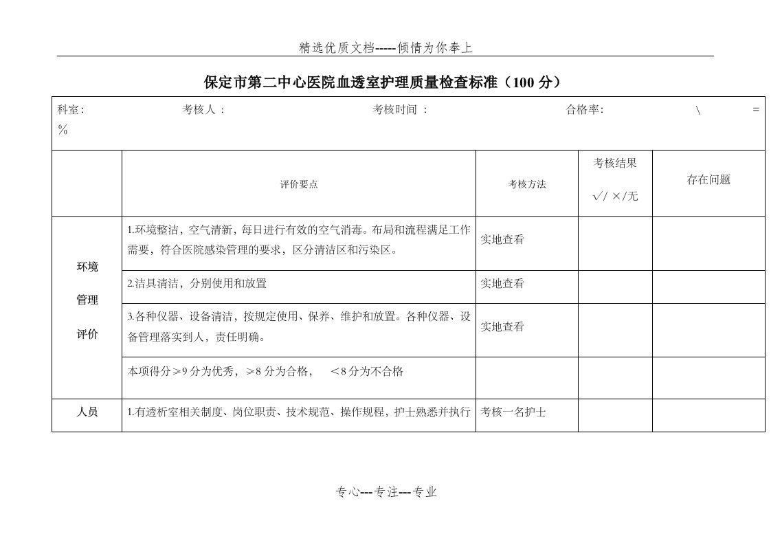 血透室护理质量检查表(共5页)