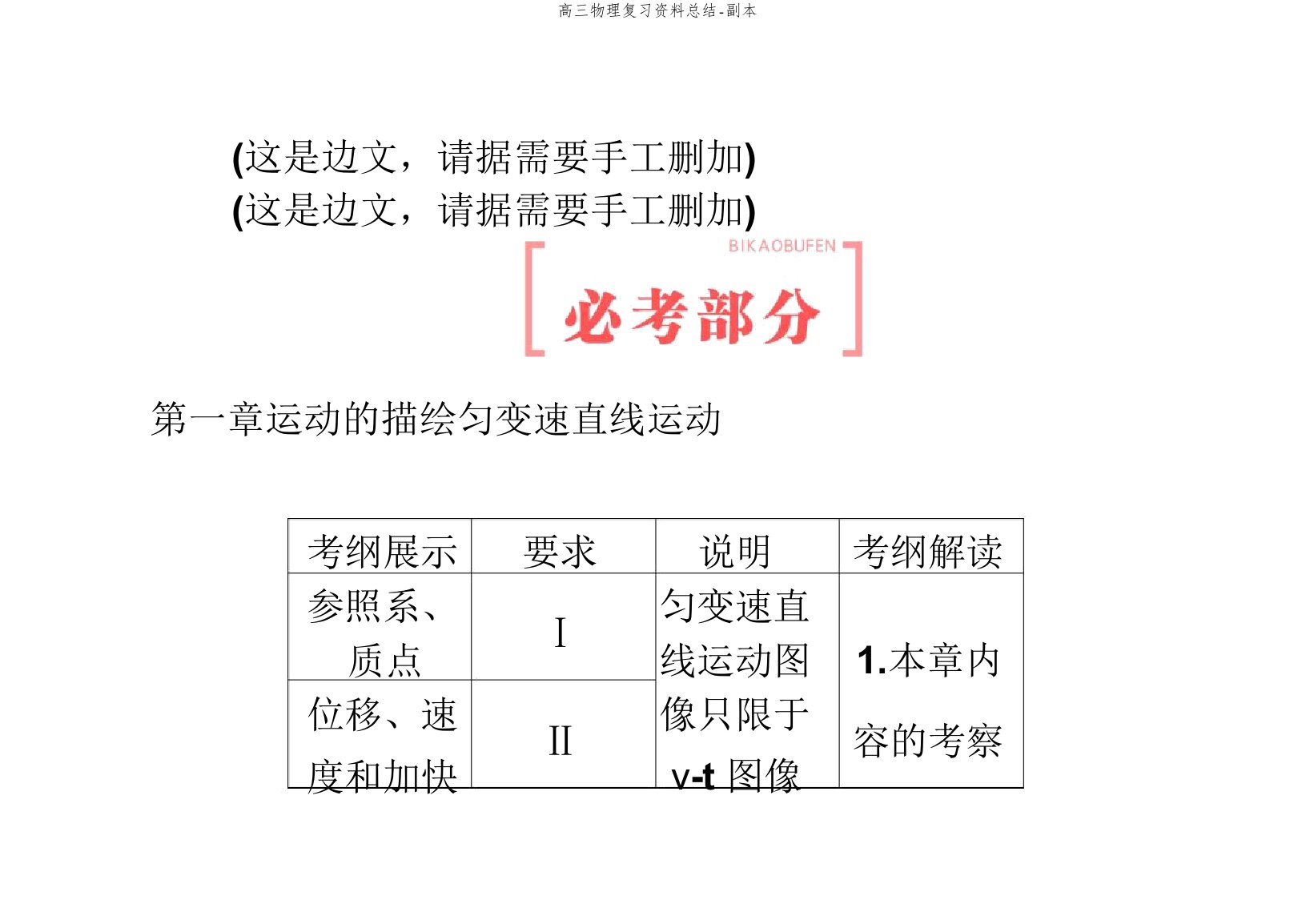 高三物理复习资料总结