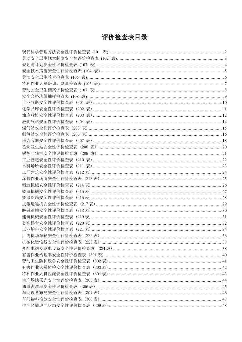 机械行业-机械工厂安全性评价检查表