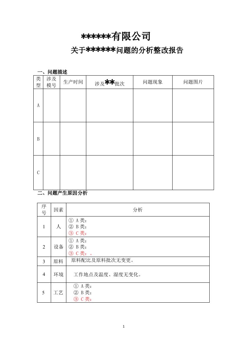 问题分析整改报告(终稿)