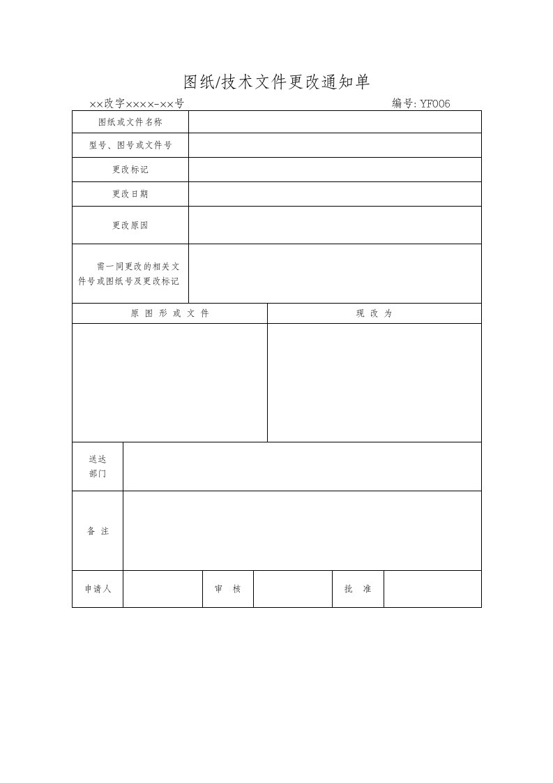 图纸技术文件更改通知单