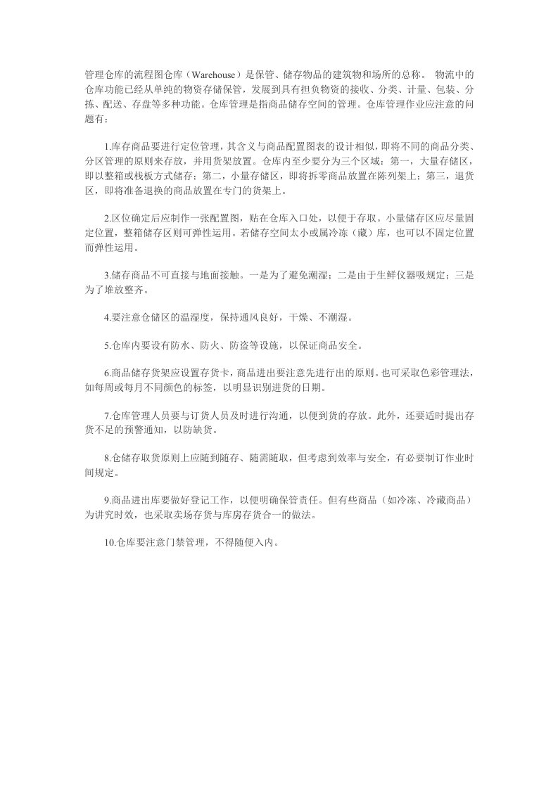 仓库管理仓库的流程图