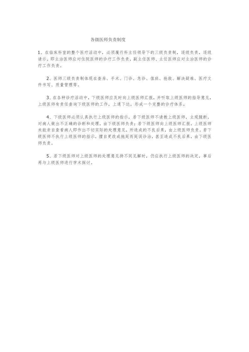 各级医师负责制度