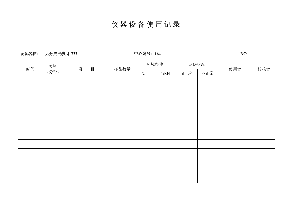 2023年实验室仪器设备使用记录表设备