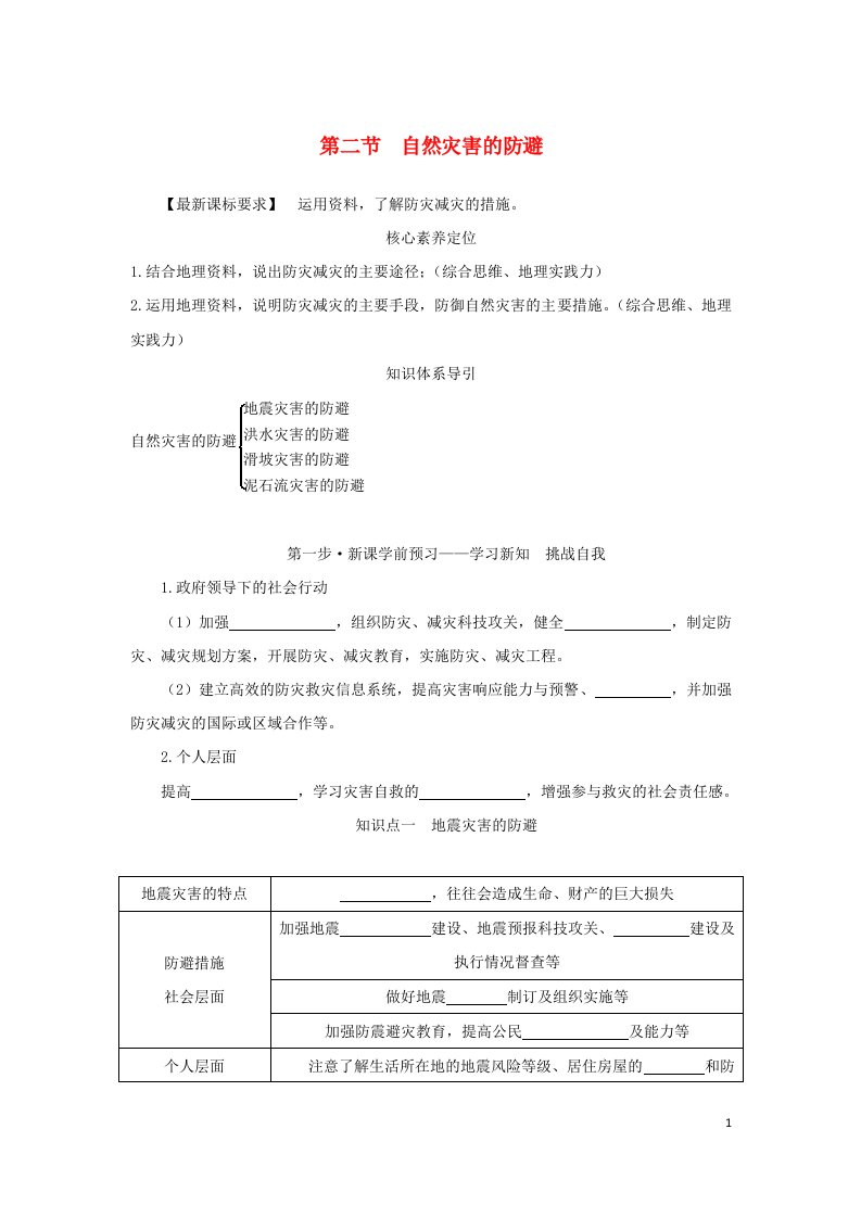 2022_2023学年新教材高中地理第四单元从人地作用看自然灾害第二节自然灾害的防避学生用书鲁教版必修第一册