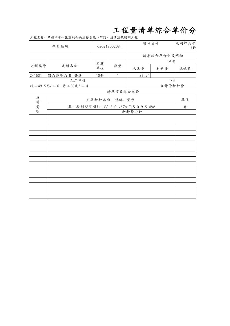 表格模板-表163工程量清单综合单价分析表