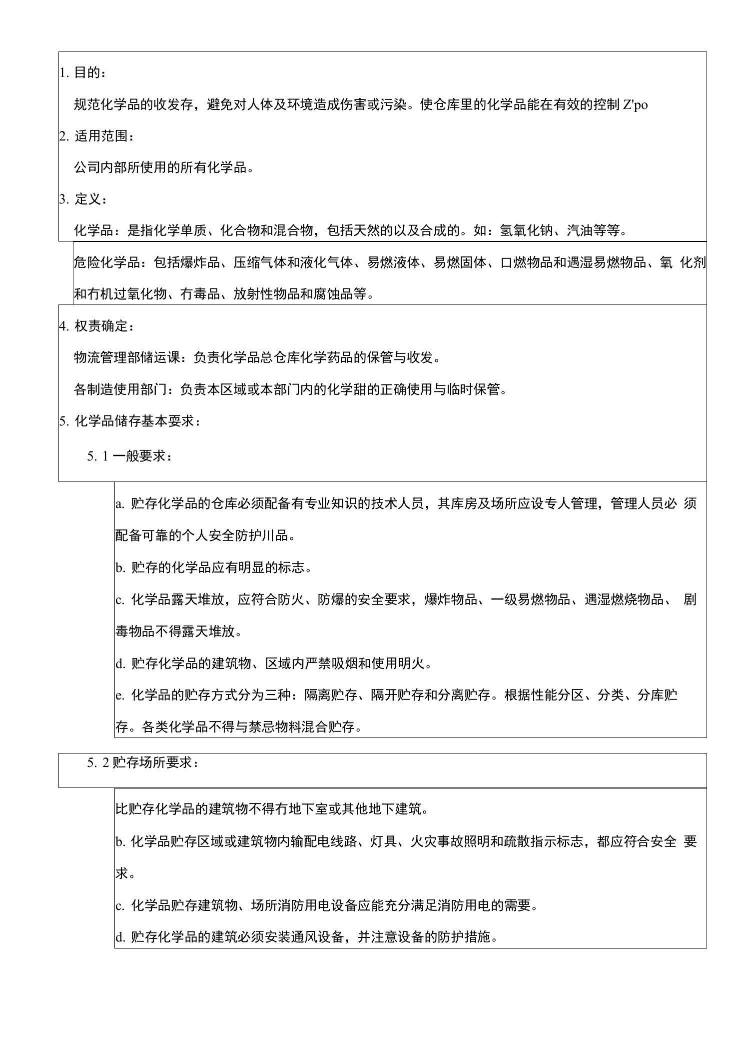 化学品仓库管理作业指导书