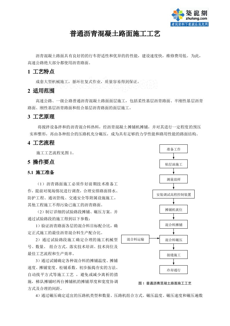 普通沥青混凝土路面施工工艺