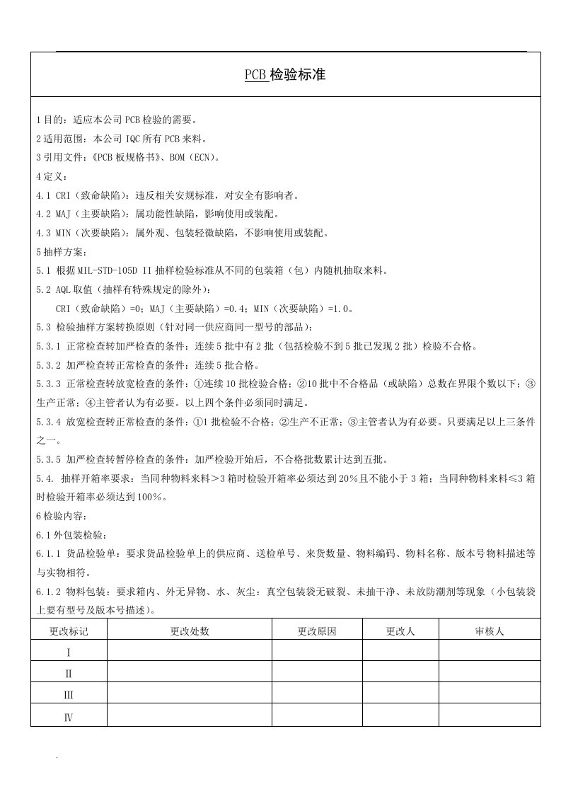 PCB板检验标准（修订版）